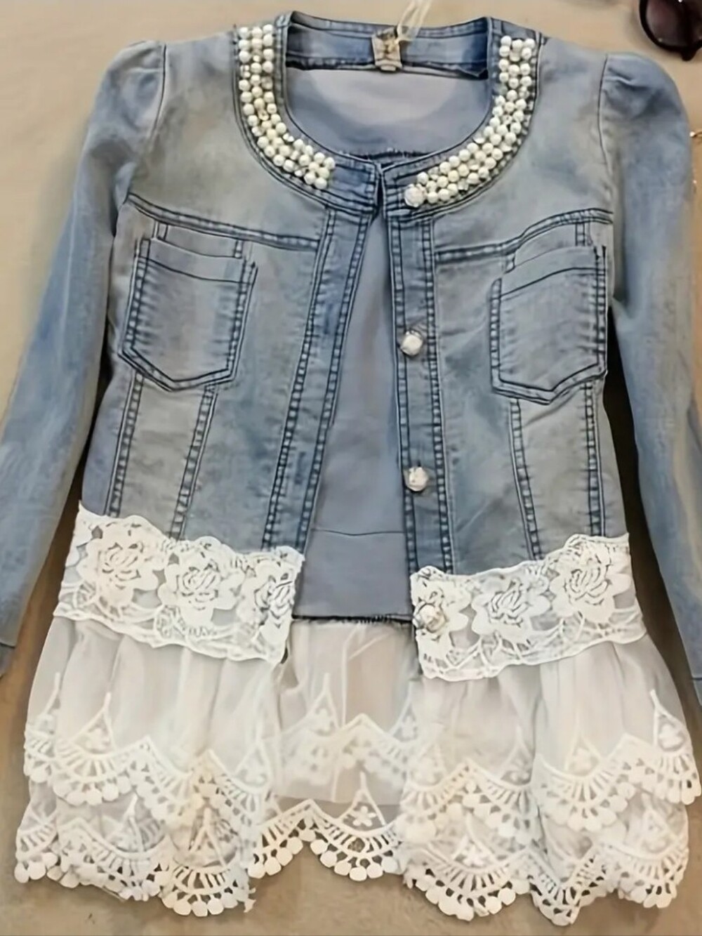 Women'S Casual Jacket, Lace Floral Pattern, Exquisite Buttons, Daily Fashion